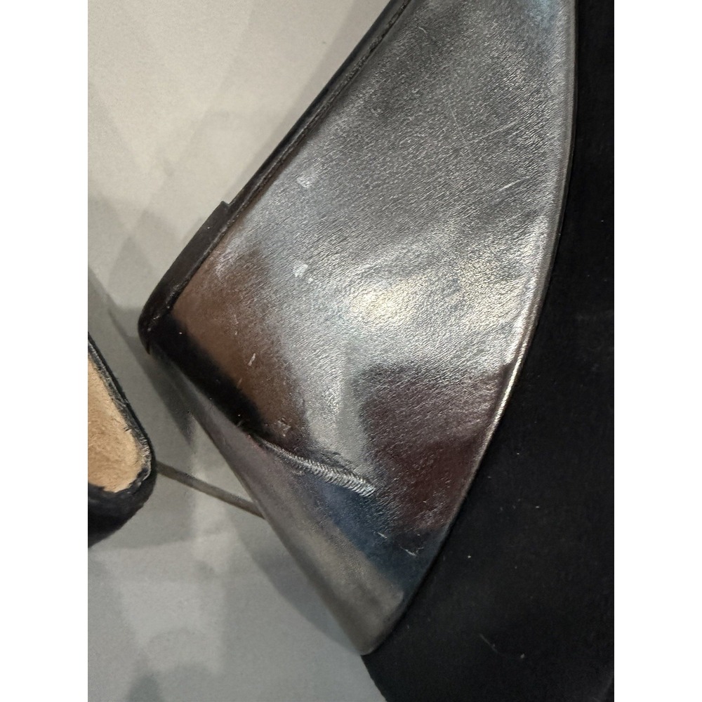 Christian Louboutin Black Suede Leather Wedge Slip-On Heel EU 39.5 - Picture 11 of 14